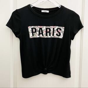 Teenbell Paris Floral Graphic Print Crop Tee